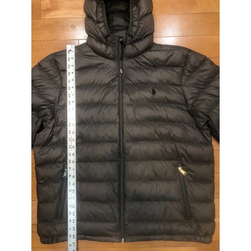 Polo Ralph Lauren Packable Hooded Down Puffer Charcoal Gray Jacket Size XL